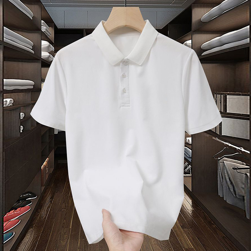 Heavyweight White Polo Shirt Short-Sleeve T-Shirt for Men, 2026 New Trendy Brand Versatile Casual Half-Sleeve Tee
