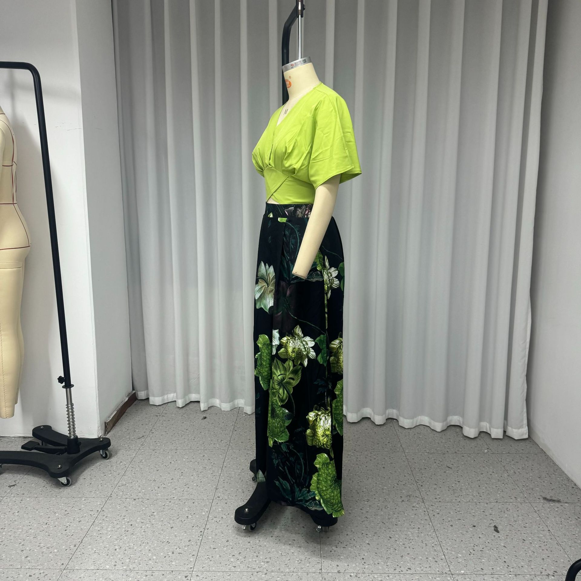 Women Casual V neck Loose Printed Two Piece Sets