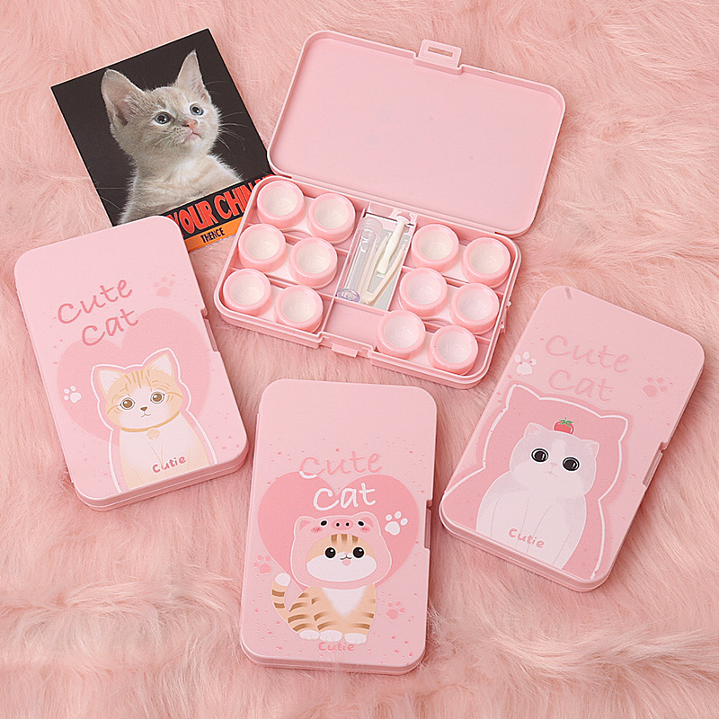 新款多付装美瞳盒隐形眼镜伴侣盒收纳盒六副装双联盒612