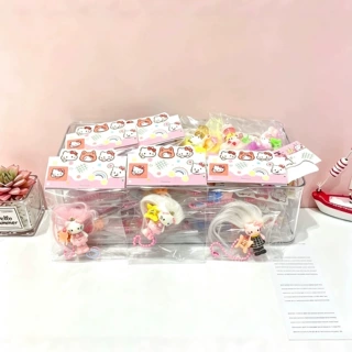 新款炸毛KT猫装饰挂件卡通可爱小女孩钥匙扣包包挂件过家家小玩具