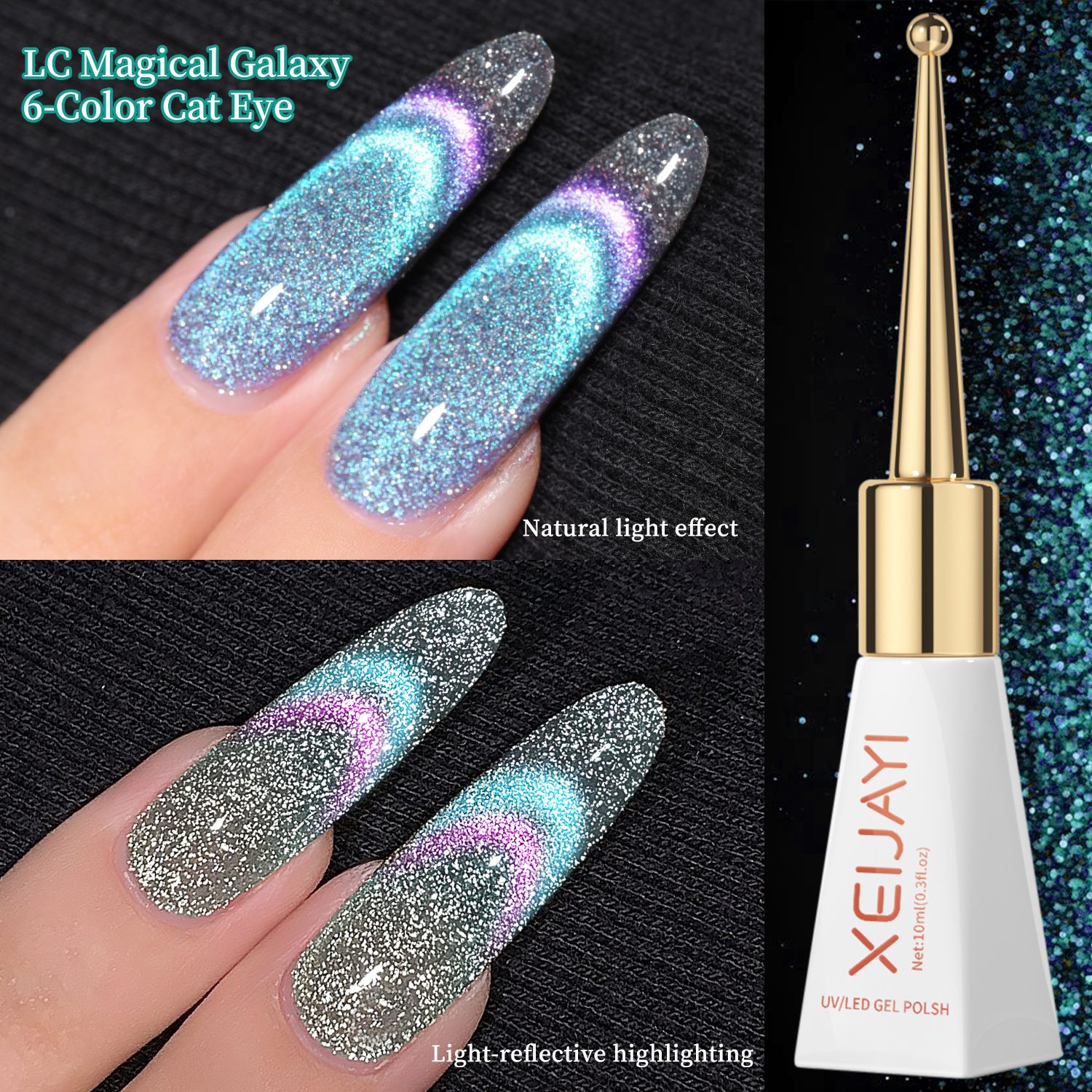 Magic Galaxy Eye Uña Gel 2025 nuevo Peacock Purple Eye Uña Gel de alta densidad