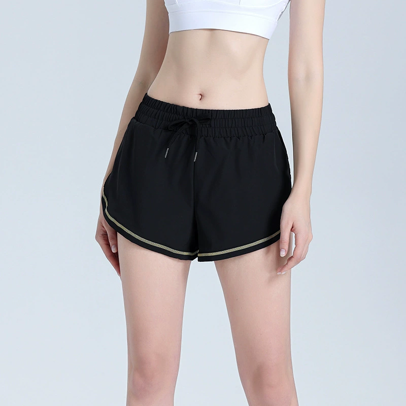 Спортивные шорты, женские летние свободные повседневные штаны для бега и фитнеса, универсальные Тонкие штаны для йоги с высокой талией