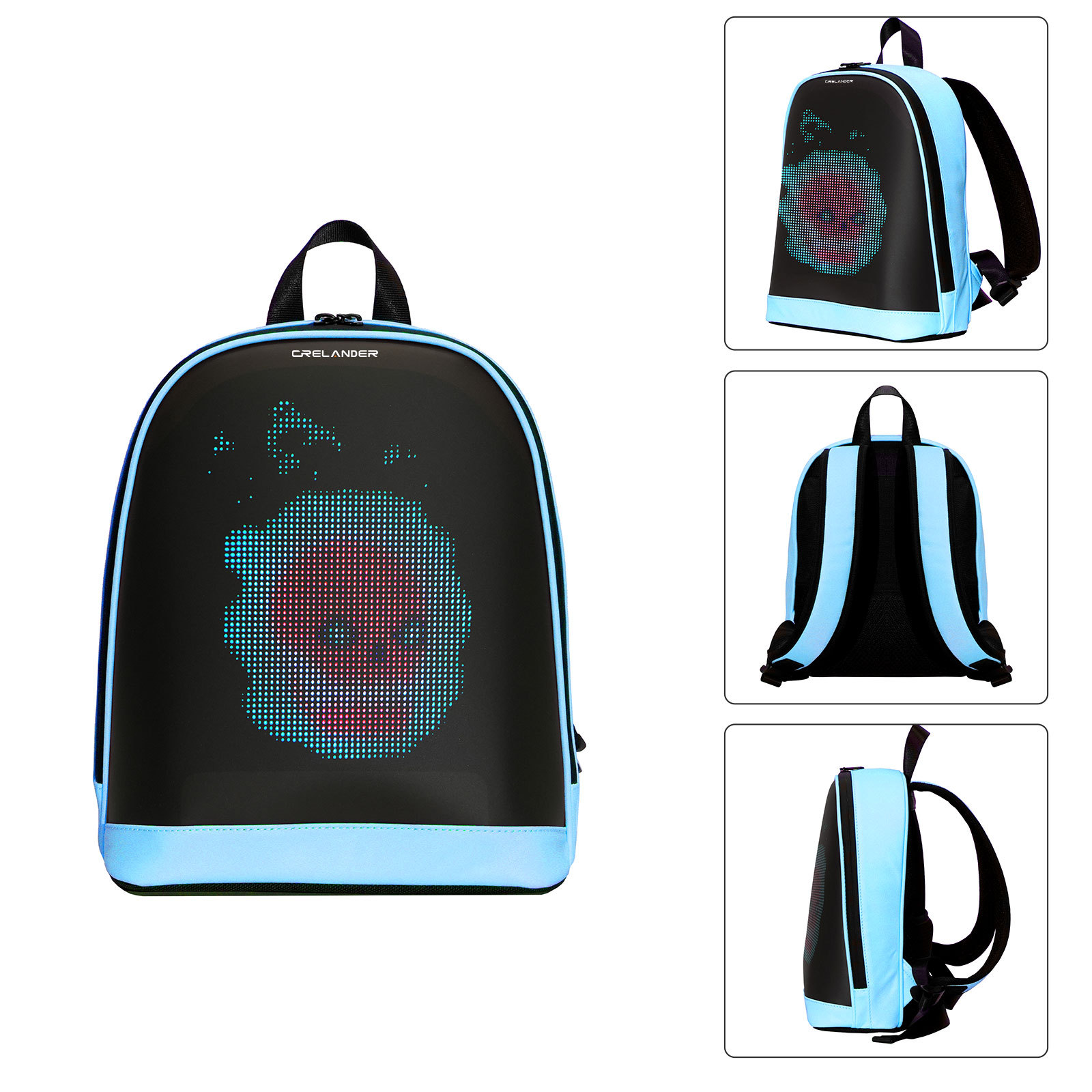 Mochila LED de Píxeles para Mujer de PU Resistente al Desgaste para Viajes de Ocio