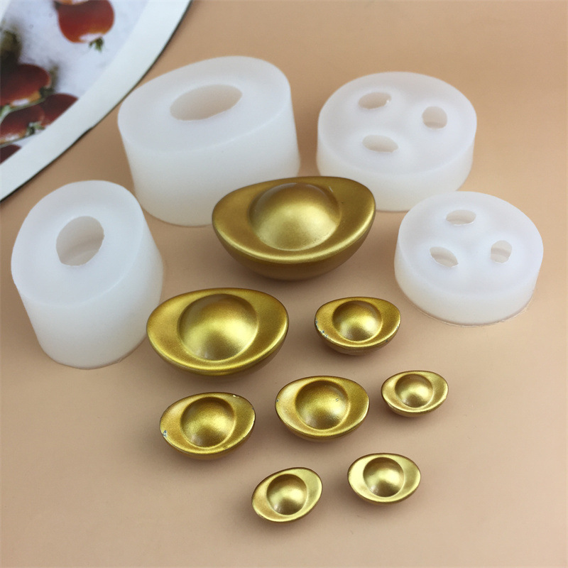 DIY大中小迷你号元宝造型硅胶模具巧克力元宝造型翻糖生日蛋糕装|undefined