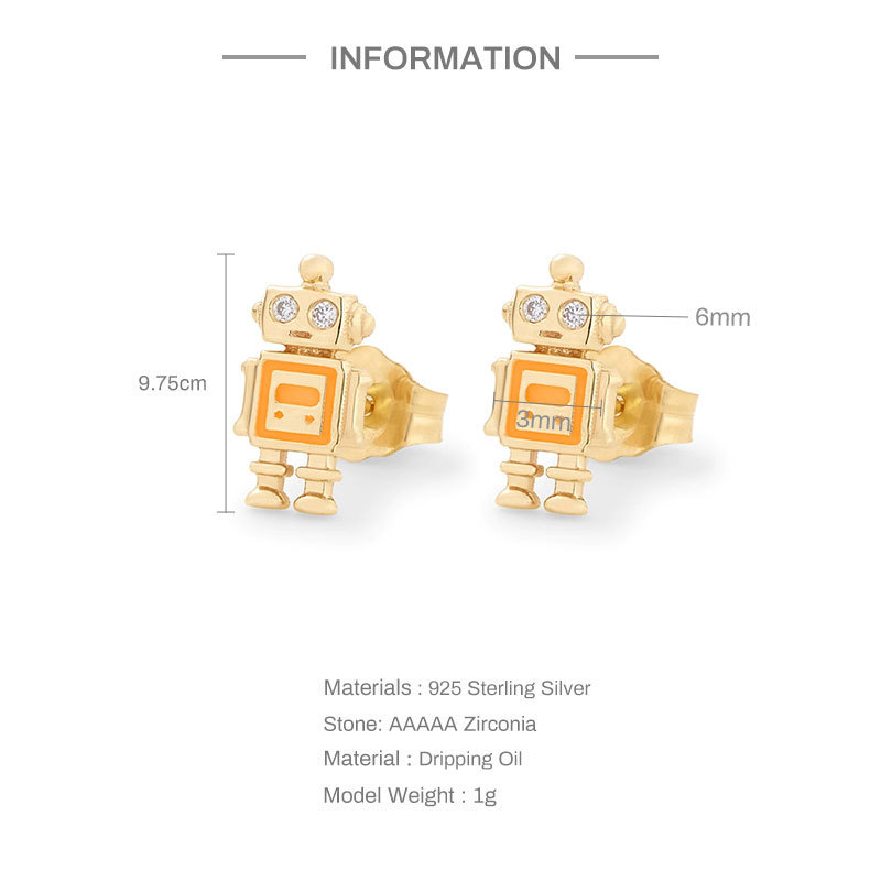 1 Pair Cute Simple Style Cartoon Plating Sterling Silver Zircon Ear Studs display picture 4