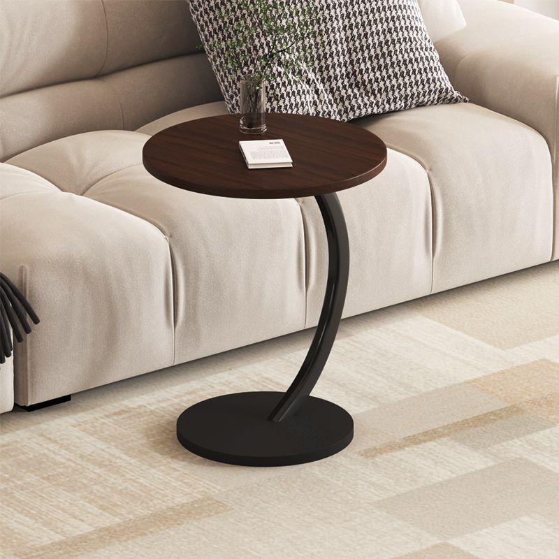 [고급 원형 사이드 테이블 모델] 블랙 월넛 + 블랙 곡선 프레임