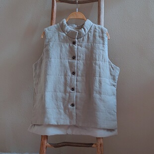 Wool liner!! 3175 Linen Thickened Vintage Vest Chinese Style Warm Sleeveless Vest Waistcoat
