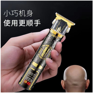 Cross-Border European and American Retro Carving Hair Clipper Hair Salon Hair Clipper Rechargeable Electric Clipper Professional Oil Head Bald Shaver