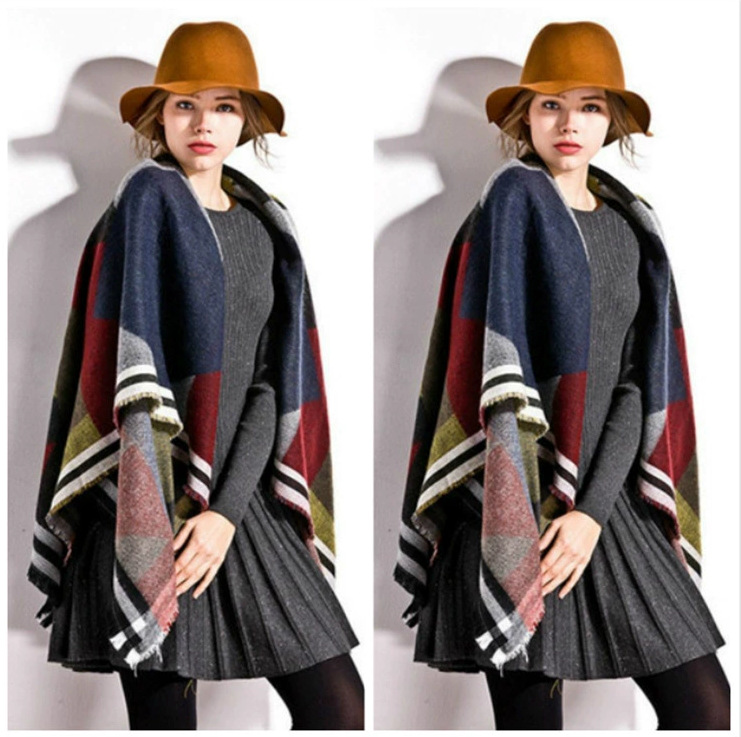 Unisex Jacquard geometric square shawl Square shawl Coloured geometric square soft shawl scarf_voghion.com