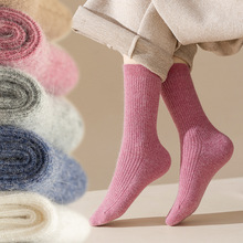 双针兔羊毛袜子女冬天加厚保暖加绒中筒加厚兔毛女士羊绒冬季女袜