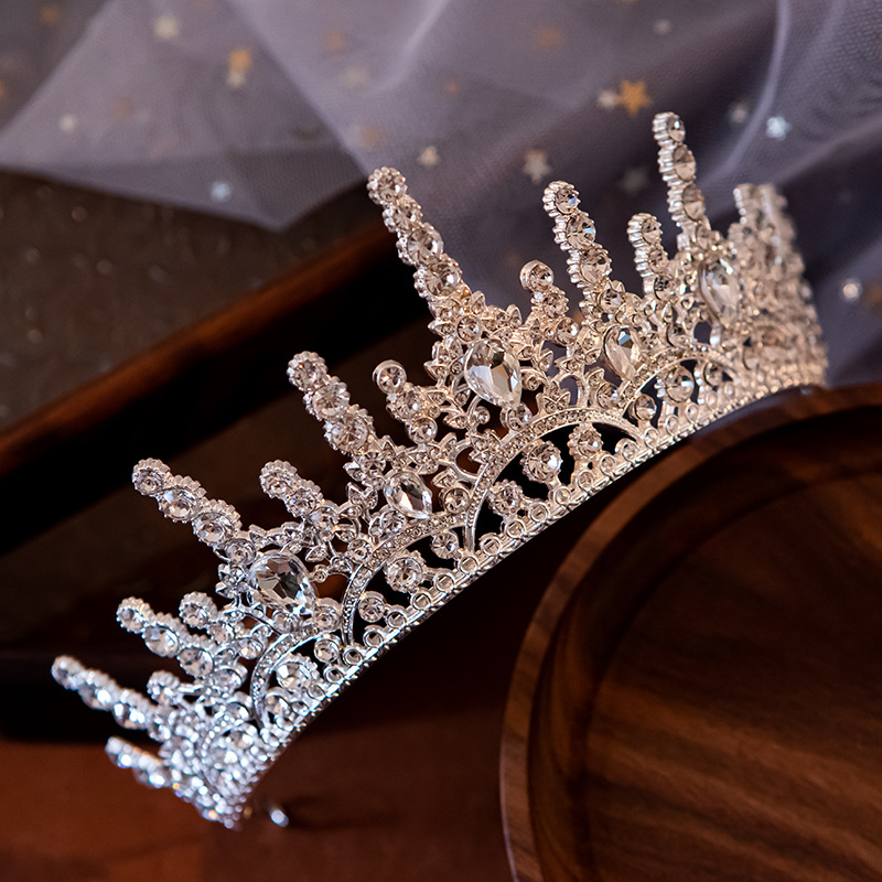 Artificial Rhinestones Inlay Material 1 Piece Quantity Bridal Romantic Shiny Women's Crown Alloy Artificial Rhinestones Crown