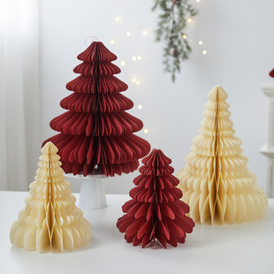 Wholesale Christmas tree three-dimensional decoration honeycomb origami decoration desktop decoration window decoration hotel front desk decoration