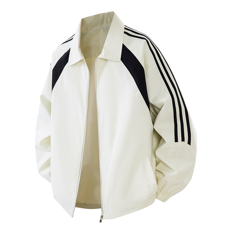 Tres chaquetas transfronterizas para hombres de estilo americano marca de moda de color contrastante empalme chaqueta casual abrigo de collar deportivo suelto primavera y otoño image 9