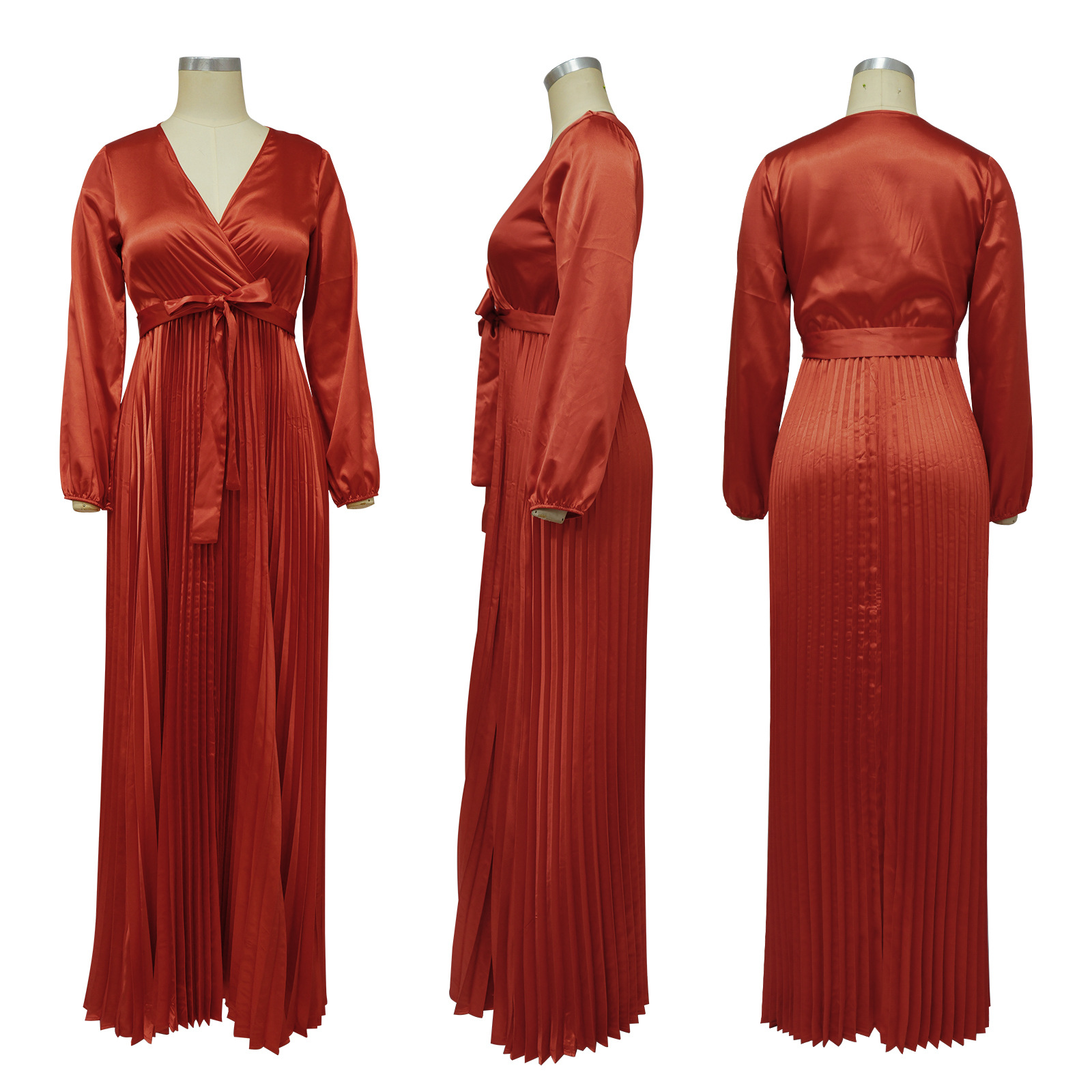 Long Sleeve Sleeve Length Swing Dress Dresses Type Regular Sleeve Sleeve Type Wholesale Women's Elegant Solid Color Party V Neck Long Sleeve Swing Dress
