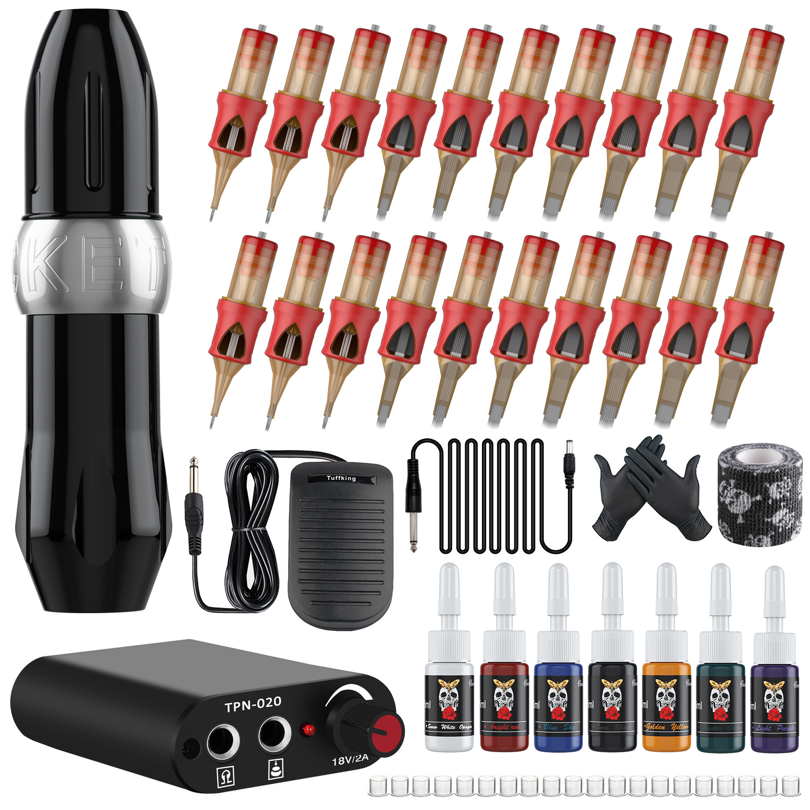 Transfronterizos para mini suministro de energía set de tatuaje bala máquina de tatuaje herramientas de tatuaje equipo completo aguja