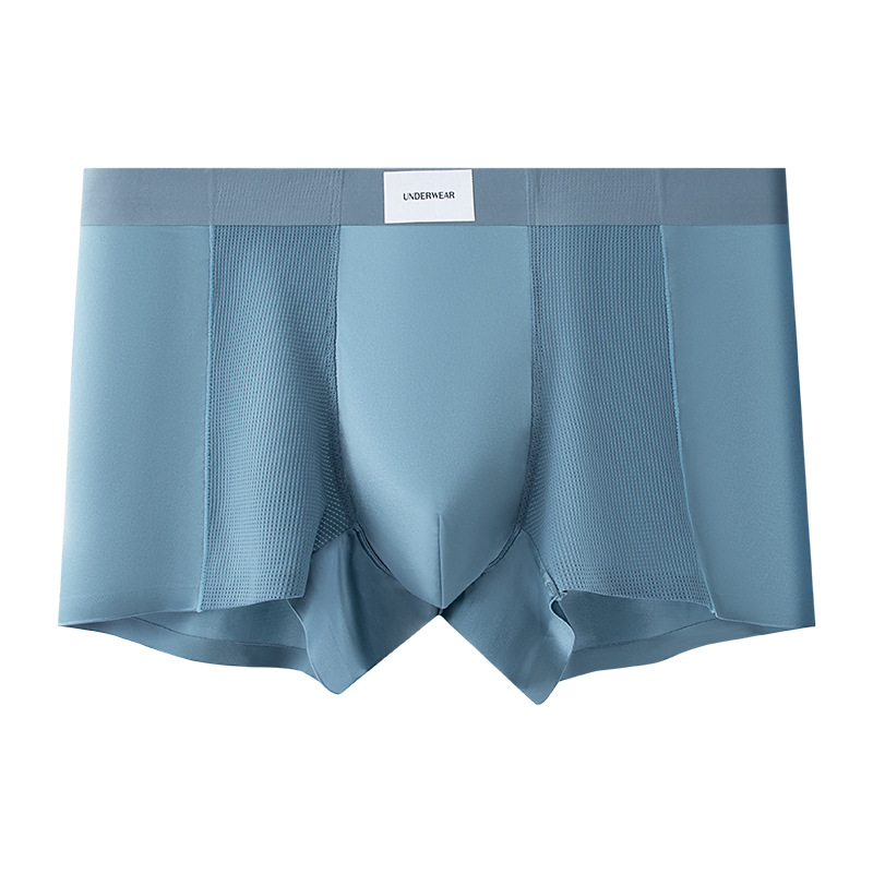 Nuevos calzoncillos de seda de hielo para hombres, calzoncillos de hielo de gran tamaño, calzoncillos bóxer sin costuras de malla de color sólido 10A, pantalones cortos transpirables