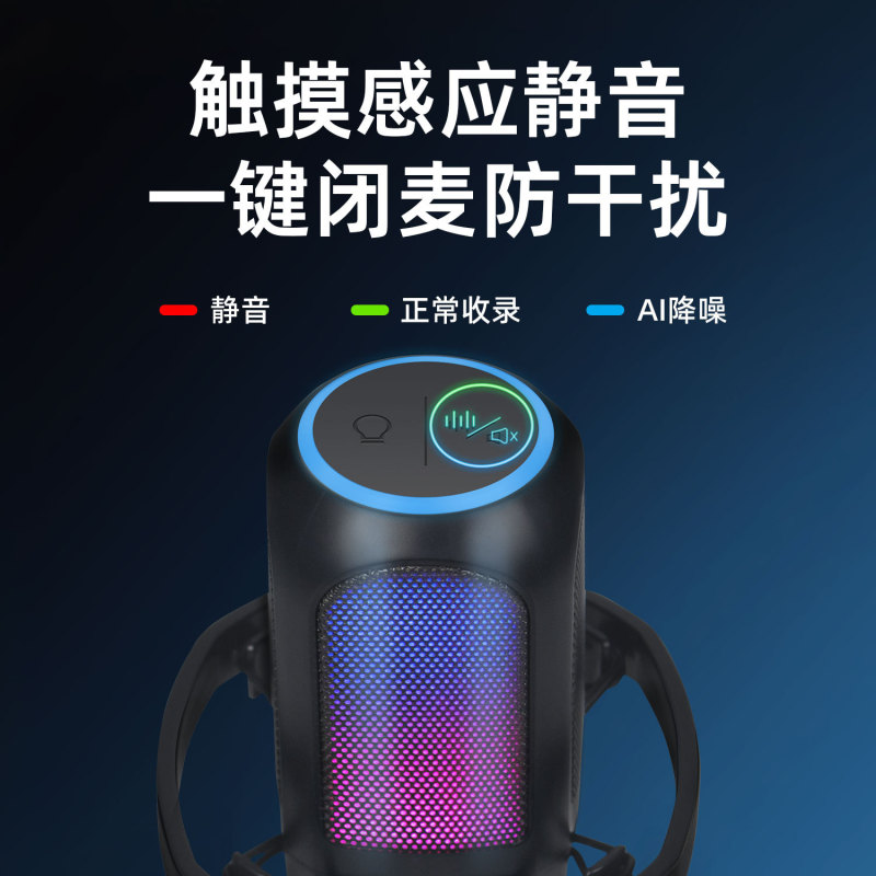 usb电容麦克风电脑电竟游戏 AI降噪手机配音直播录音棚话筒套装|undefined