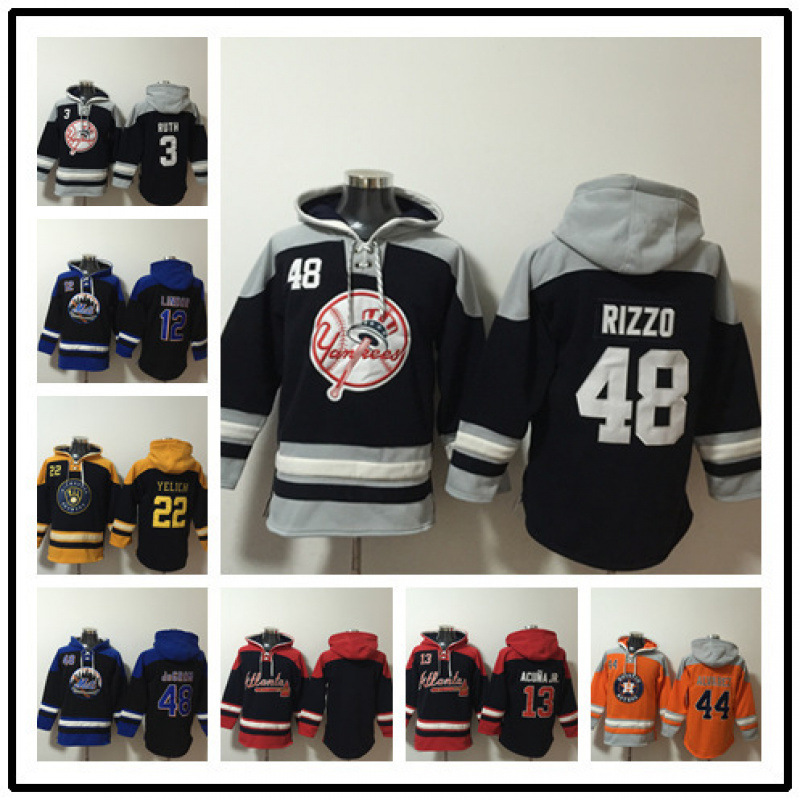 New 2023 Embroidered Baseball Team Men's Pullover Hoodie Sweatshirt with Fleece Lining and Thickened Design