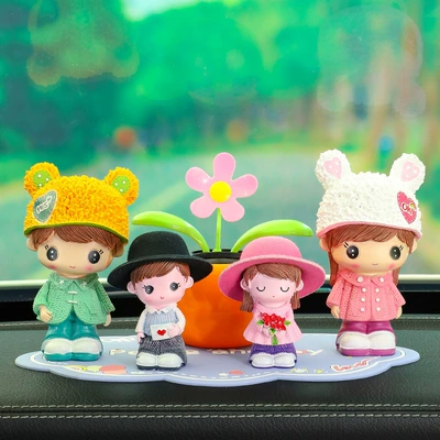 Car ornaments, Creative Sunflower Car Decoration New - cute-couple-flower-heart-sunflower-blue-cushion