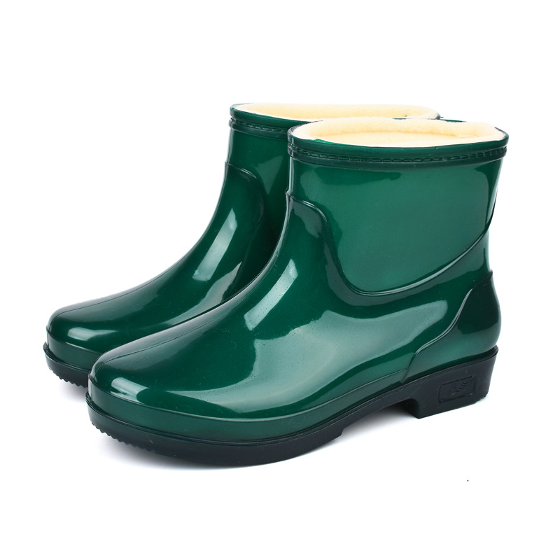 Zapatas de lluvia de mujer, botas de lluvia de cacho corto para adultos, zapatos de goma de cocina de barril bajo resistentes al desgaste, impermeables, antideslizantes, zapatos de agua calientes. image 13