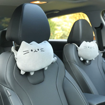 Car headrest cartoon home biscuit cat car pillow Corgi headrest car cute jewelry couple pillow (Headrest) - cookie-cat-ash-251803kg-pair