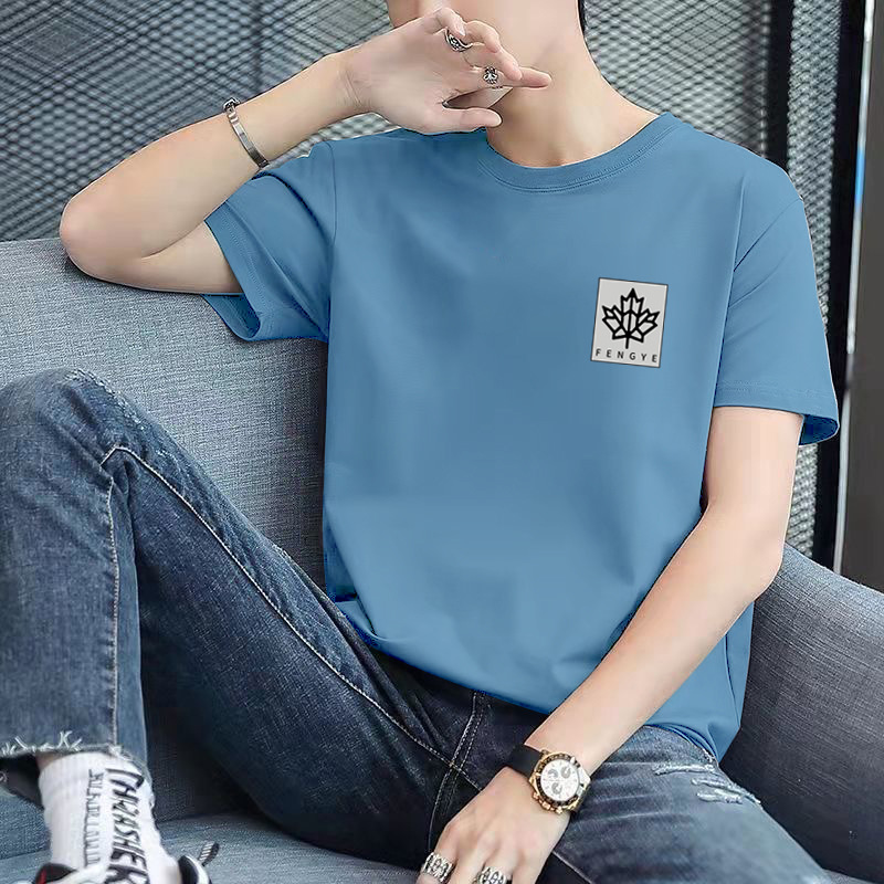 Camiseta de calidad de moda corta letra delgada manga corta Camiseta cuello redondo de los hombres de moda todo partido casual Top ropa de los hombres t