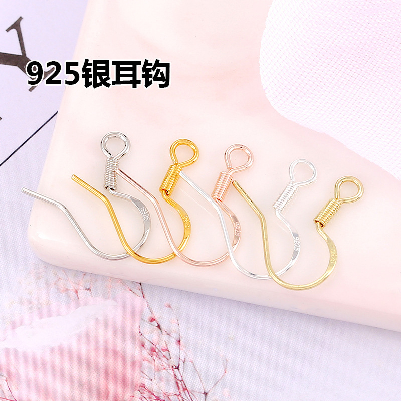 Color-Preserving 925 Silver Ear Hook Anti-Slip Earrings 18K Gold-Filled Ear Hook Jewelry Accessories DIY Silver Earrings Accessories E100