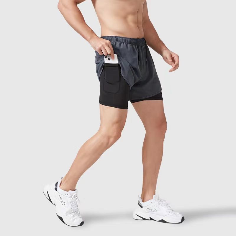 Running Shorts for Men, Two-Piece Style, Lightweight, Quick-Drying, Breathable, Reflective Sports Pants for Track and Field Training and Marathon