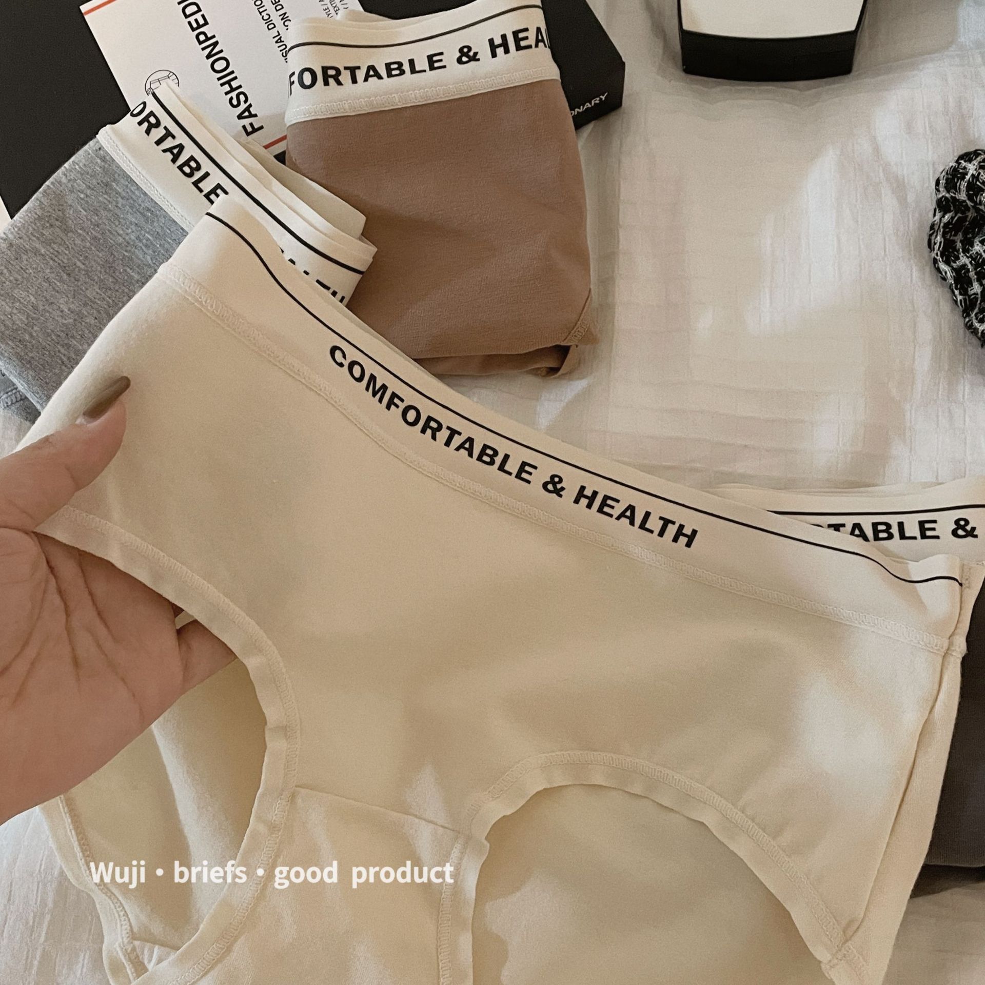 Wuji Liangpin Sports Letter Pure Cotton Underwear Comfortable and Breathable Women's Mid-waist American Casual Girls Underwear