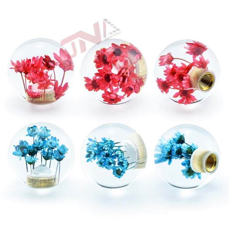 汽车改装排挡头亚克力圆形带花手动档水晶干花个性波棍头车用