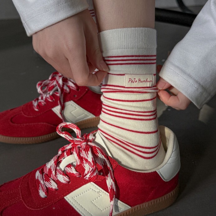 Korean-Style Ins Striped Seamless Socks for Women, Mid-Calf Socks, Spring and Autumn Style, Pure Cotton, Japanese Cute Versatile Slouch Socks Korean-Style Ins Striped Seamless Socks for Women, Mid-Calf Socks, Spring and Autumn Style, Pure Cotton, Japanese Cute Versatile Slouch Socks