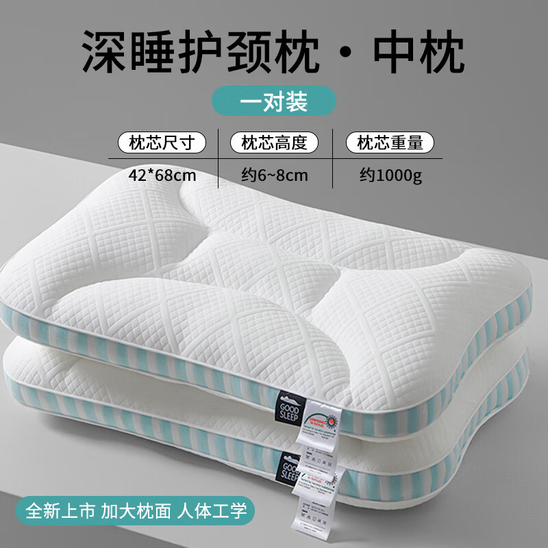 Almohada para dormir profundo, almohada para el cuello, un par de piezas especiales para dormir para adultos, no colapsar, almohada para una sola persona para dormir de lado, almohada para todo el cabezal