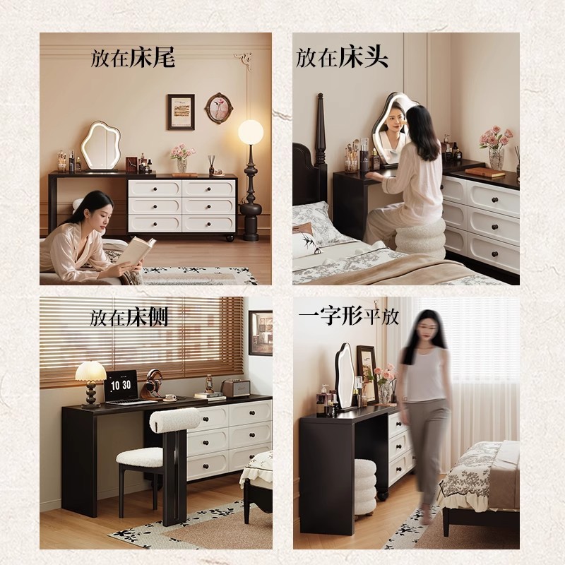 Tocador de esquina, cómoda, estilo antiguo integrado, dormitorio moderno, armario de cola de cama simple 2025 nuevo escritorio de maquillaje retro