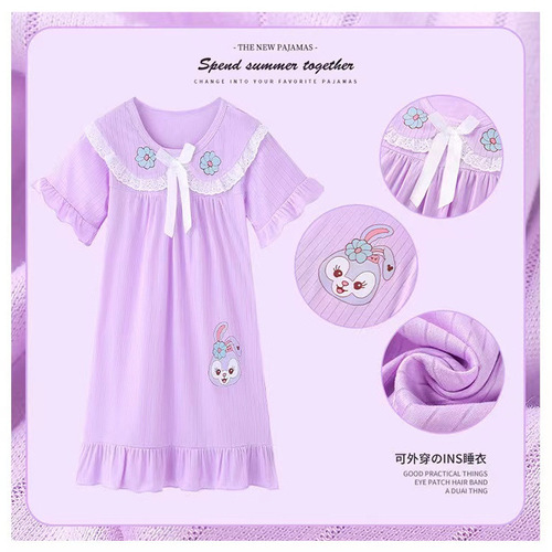 Children's sleepwear set, summer short-sleeve girl's pajamas, family sleepwear, mother and daughter set, cute baby princess style