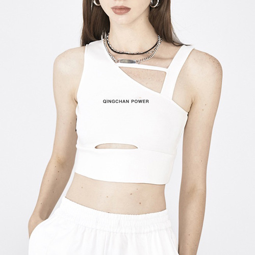 European and American letter printed fitness vest for women with chest pad and sports style vest running top and yoga wear outside