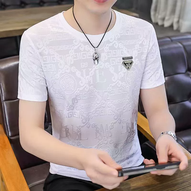 Производитель высокого класса с круглым вырезом и высоким плотным жаккардовым льдом с короткими рукавами футболки с короткими рукавами