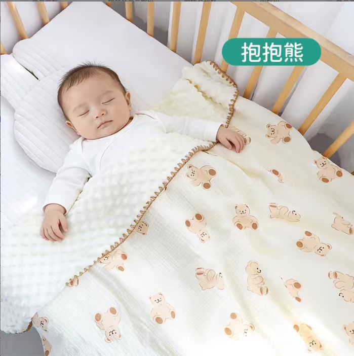 Venta al por mayor de dibujos animados Cuatro Estaciones edredón de bebé crepe manta de frijol recién nacido niños kindergarten edredón de bebé