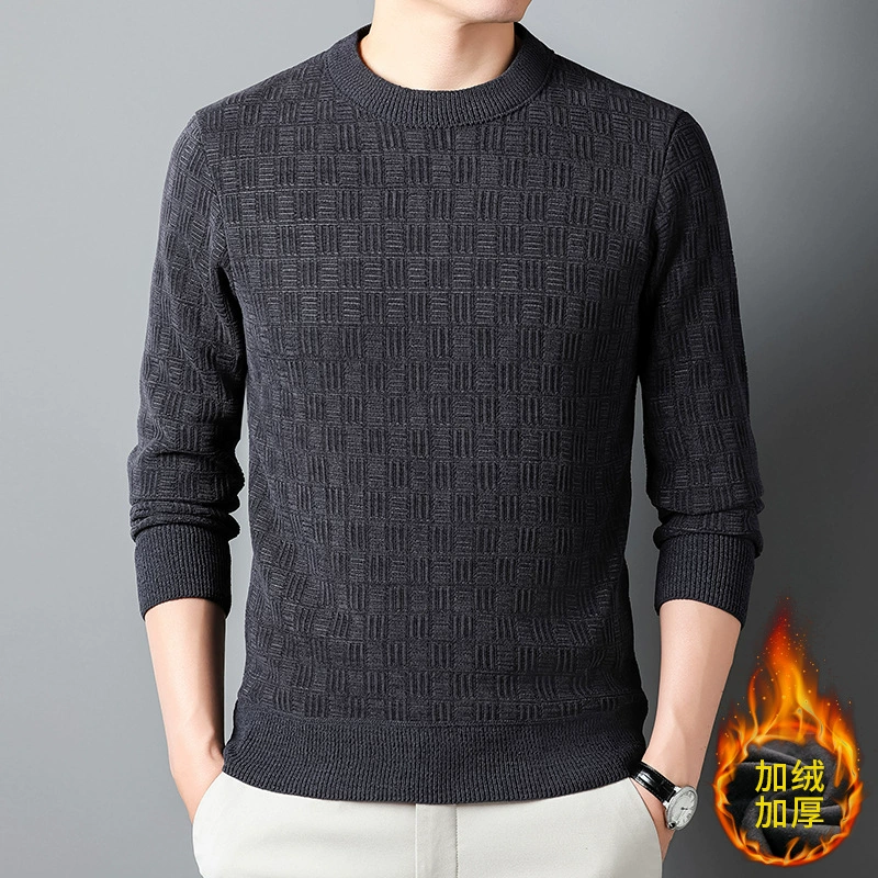 Папа зимний свитер мужской бархатный теплый топ среднего и старшего возраста вязаный свитер мужская футболка