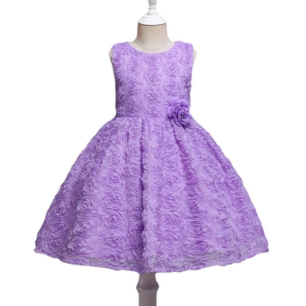 女孩连衣裙紫色公主裙儿童礼服六一可爱团体演出服children dress