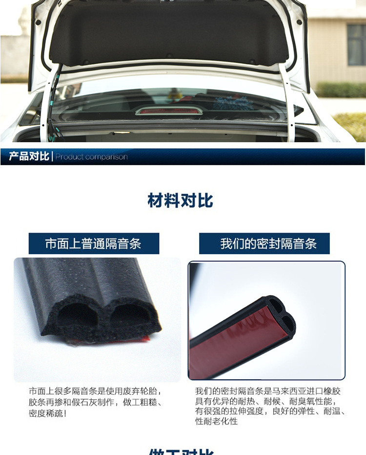 Car sealing strip sound insulation strip waterproof door sealing strip dustproof sound insulation universal type B sealing strip modification