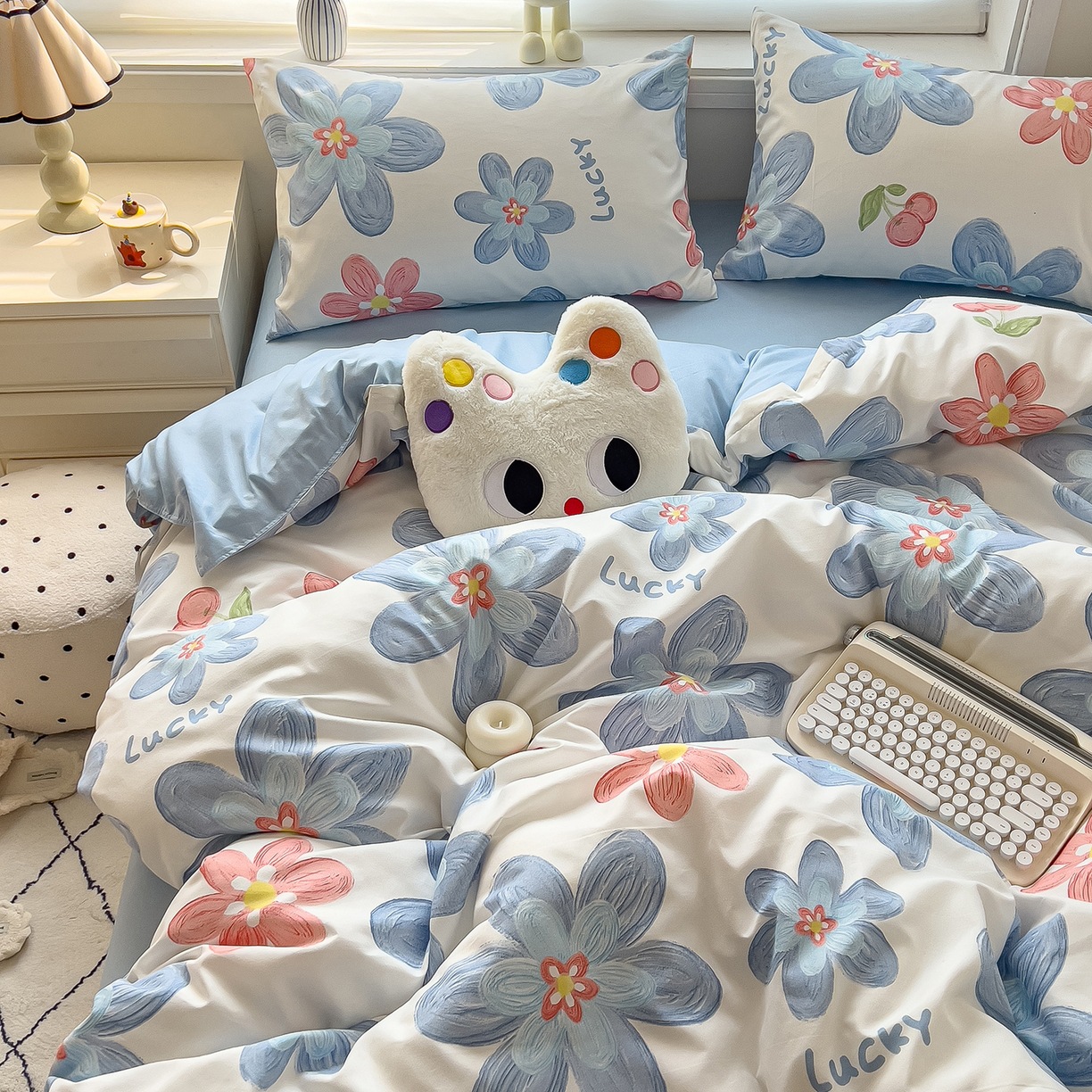 ins dormir desnudo cuatro piezas de sábanas de algodón imitación cubierta madre y bebé clase A dormitorio tres piezas de ropa de cama regalo