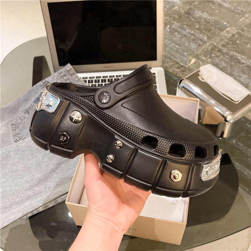 2024 Paris Europe Station Platform Hole Shoes Men's Platform Couple Baotou Slippers Women's Non-Slip Deodorant Sandals