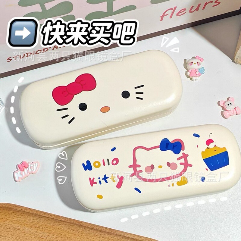 Sanrio Glasses Case Cute Portable Frame Myopia Glasses Storage Box Compression-resistant Drop-resistant Cartoon Couple Large Capacity