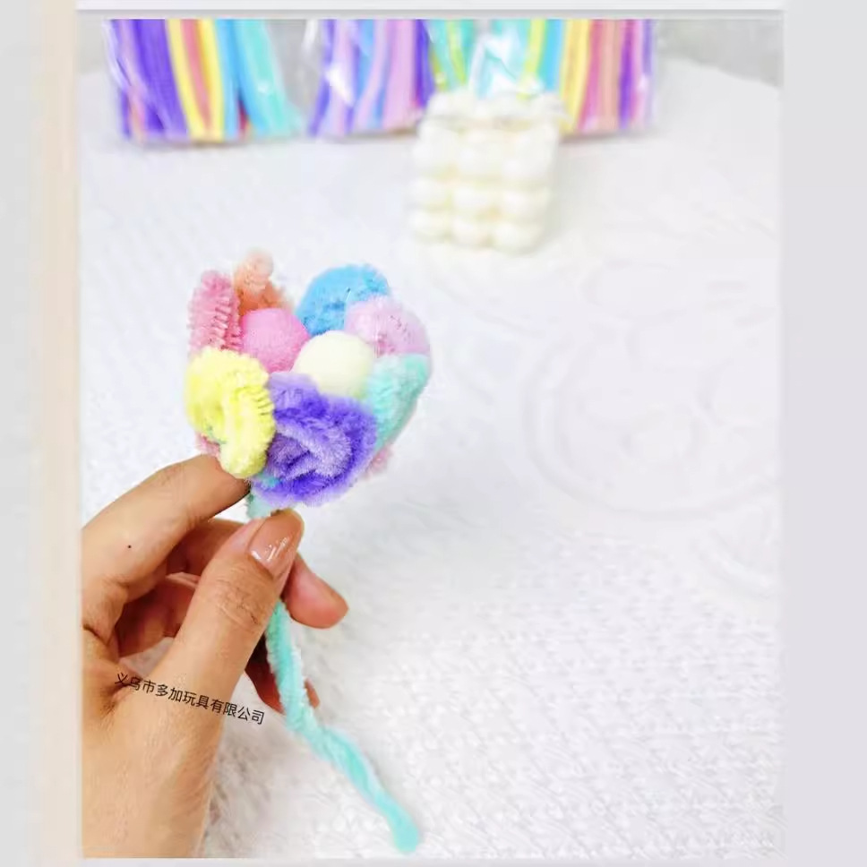 B100 macarón torsión varilla de torsión ramo de raíz de peluche material DIY juguetes de puzzle para niños hechos a mano pelo ultra denso