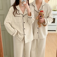 实拍2024情侣睡衣秋冬款加厚夹棉女套装显瘦男士家居服外贸批发