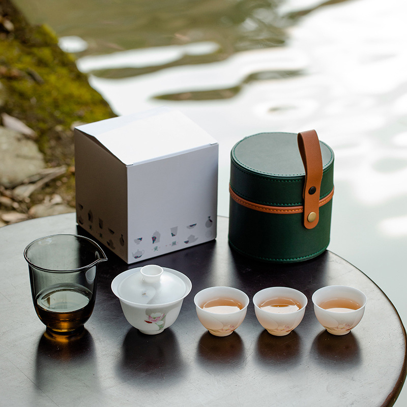 便携式旅行茶具套装户外露营高档陶瓷快客杯团建送员工伴手礼logo