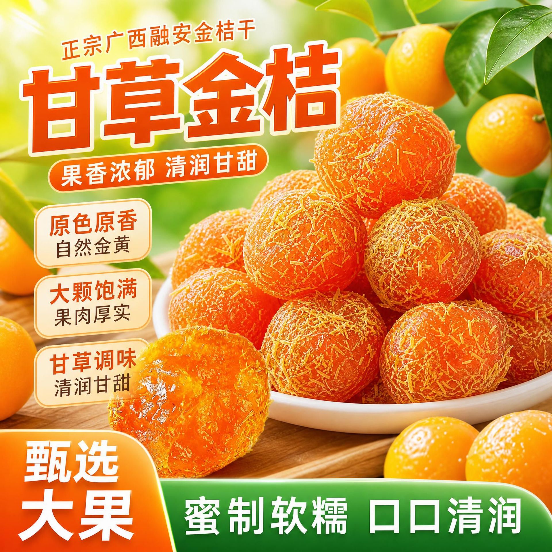 甘草金桔干原味袋装广西融安金橘子正宗蜜饯果脯即食休闲小零食