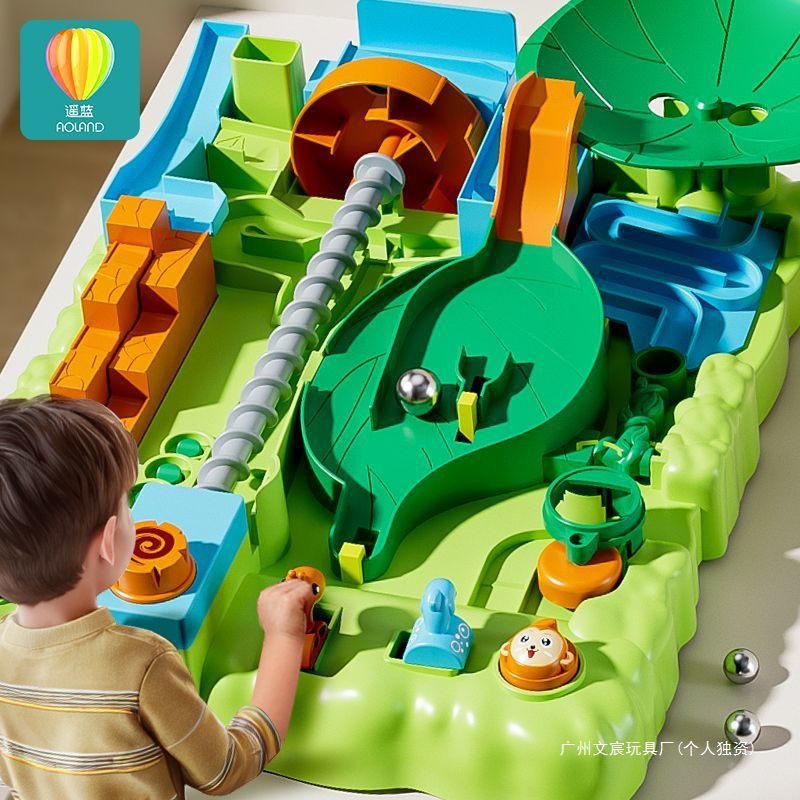 Jungle Adventure Marble Track Desktop Game Toy for Boys Aged 3-6 Marble Maze with 6 Unique Tracks