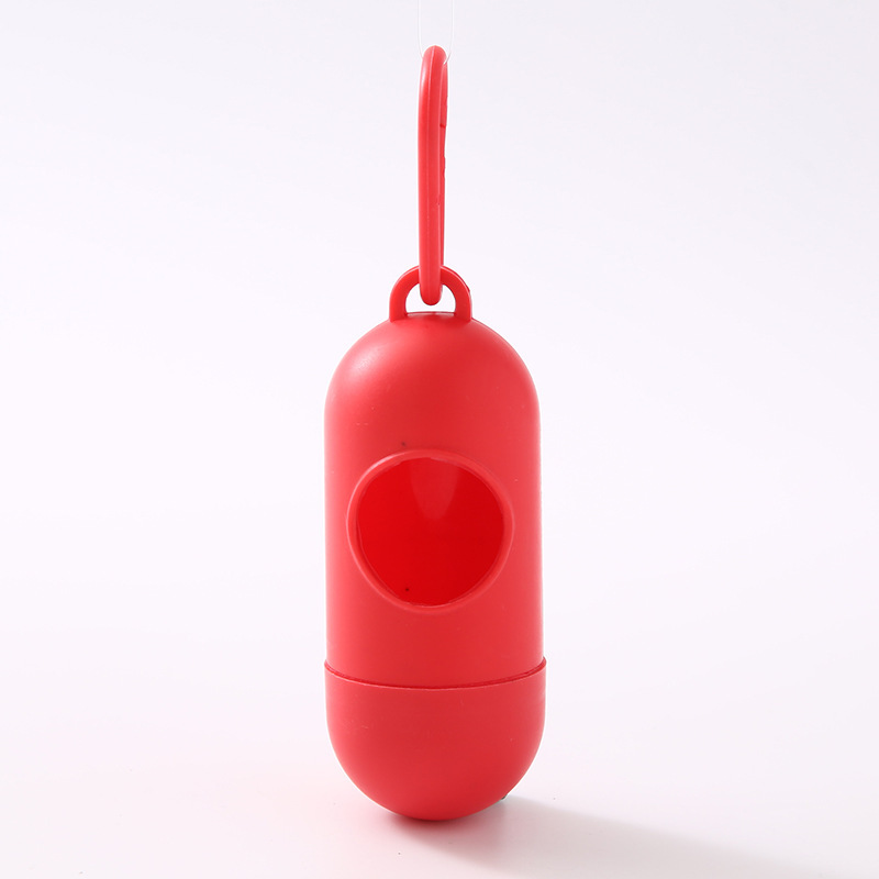 Dispensador de bolsas de basura tipo cápsula portátil para gatos y perros para mascotas que salen a recoger bolsas de basura