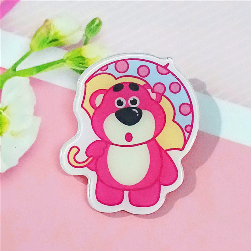 Dibujos animados ins lindo suave lindo fresa oso acrílico broche Estudiante Premio insignia bolsa colgante joyería parche